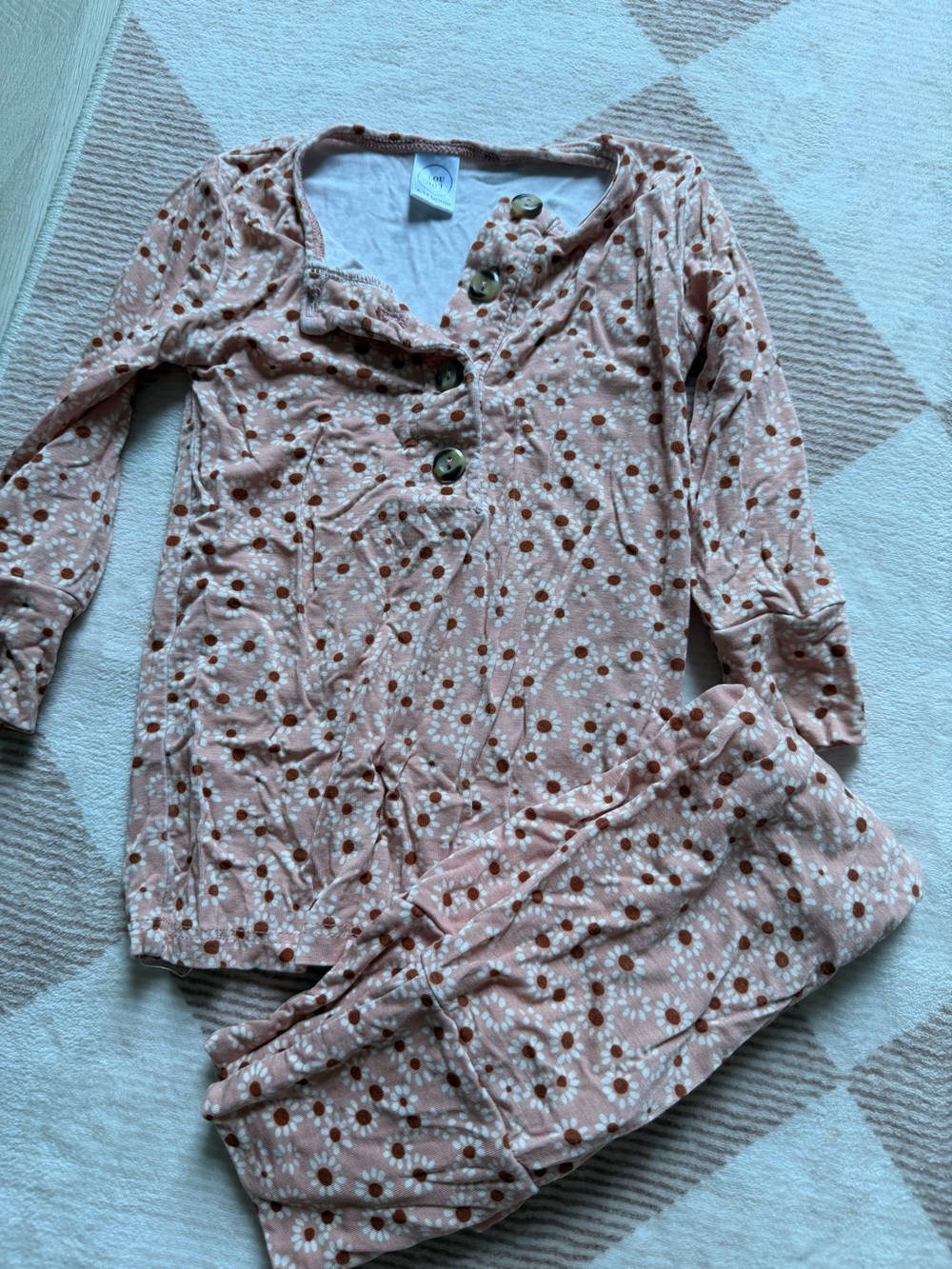 Lou Lou & Company Peach Floral Button-Front Kids Pajama Set